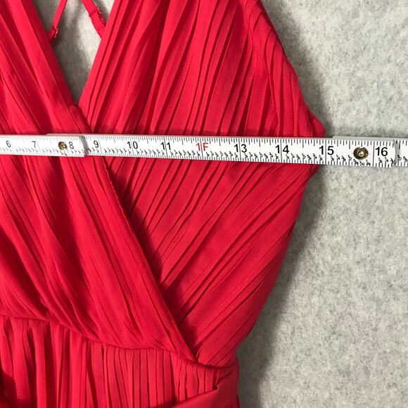 Beyond Words Jumpsuit Womens XS Red Wrap Pleated Belt Resort Flowy Coastal Rodeo - Picture 5 of 11